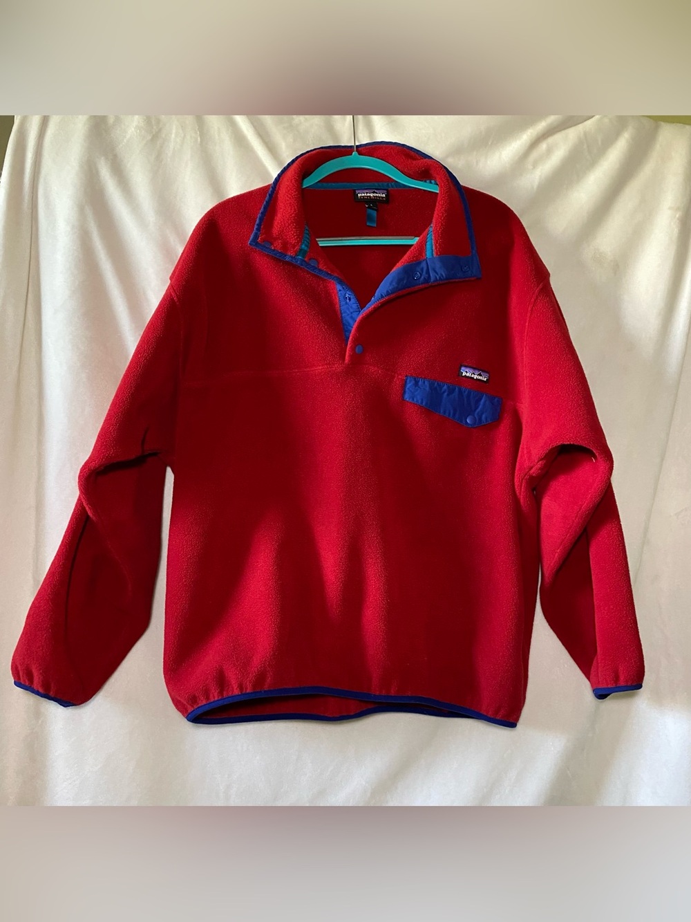 VTG Patagonia Synchilla Red Fleece Pullover with Blue Accents